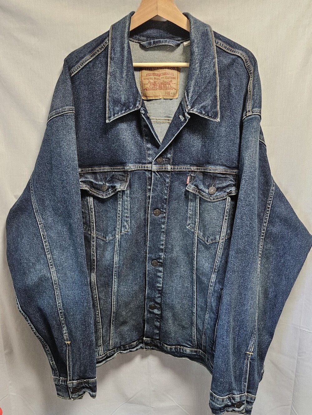 Levis Men's Dark Blue Denim Trucker Jacket - Classic Jean Jacket sz 4XL
